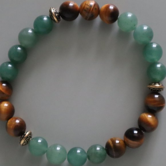 Tiger's Eye and Aventurine Stretch Bracelet - Picture 4 of 10